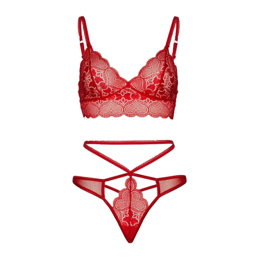 LEG AVENUE - SET 2 PEZZI BRALETTE E PERIZOMA IN PIZZO M/L
